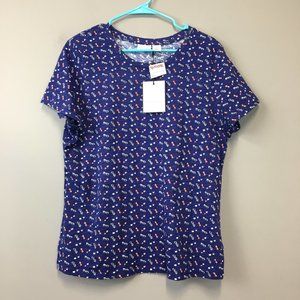 NWT Tabitha Webb Blue Sunglass Print Crew Neck Top